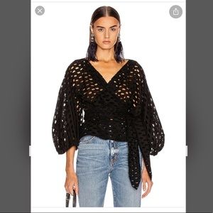 Mara Hoffman Libby Eyelet Wrap Top. Black. Size M. Never worn, new with tags!